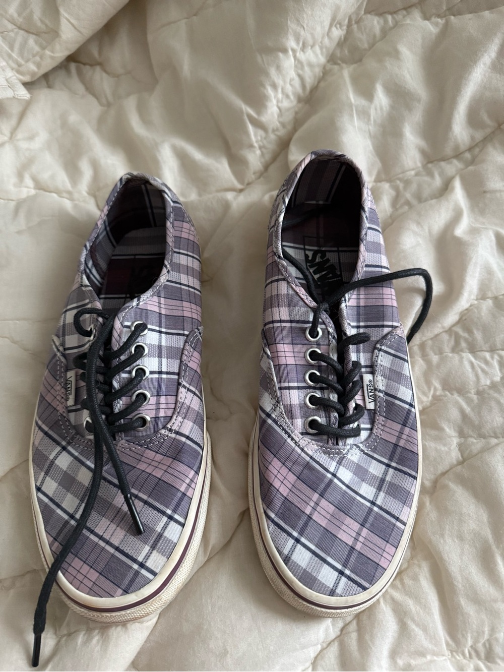 Vans Women's Pink & Gray Plaid Low-Top Sneakers